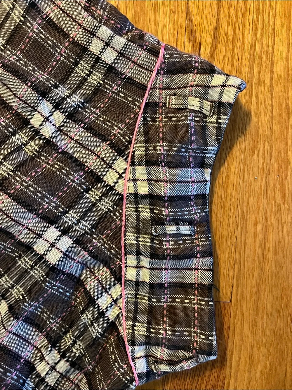 Limited Too Brown Plaid Flared Skort with Pink Trim Girls Size 14R
